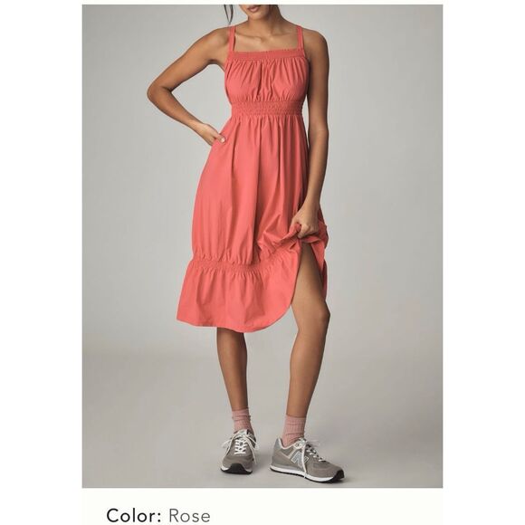 Anthropologie Daily Practice Tiered High-Low Midi Sundress in Rose sz L NWT - Picture 4 of 10